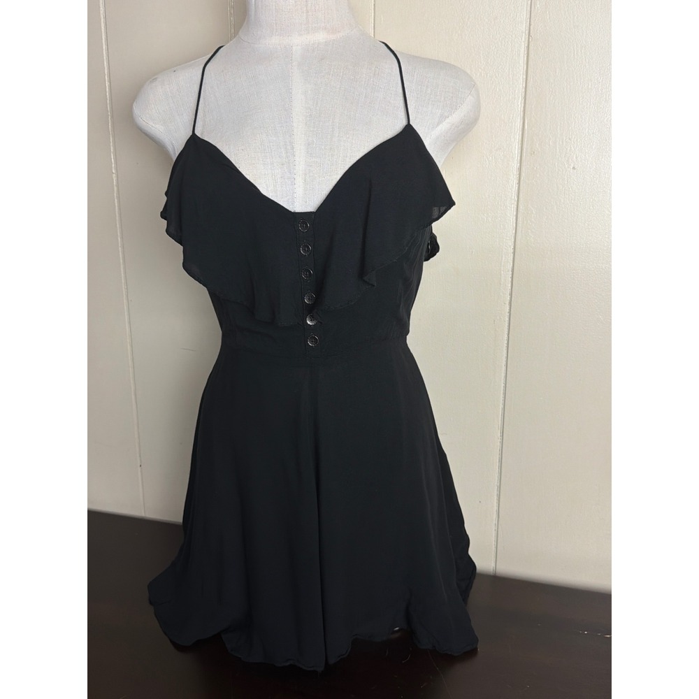 Kimchi Blue Womens 2 Romper Black Excellent Ruffle Open Back V-Neck Boho Summer